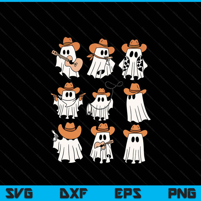 Cowboy Ghost Halloween Ghoul Design Funny Cowgirl Cowboy SVG PNG Digital Printable Files