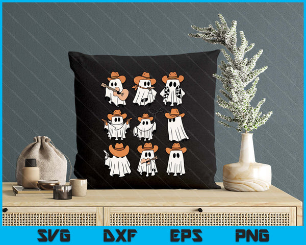 Cowboy Ghost Halloween Ghoul Design Funny Cowgirl Cowboy SVG PNG Digital Printable Files