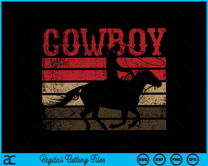 Cowboy Rodeo paard Retro Vintage SVG PNG digitale snijbestanden