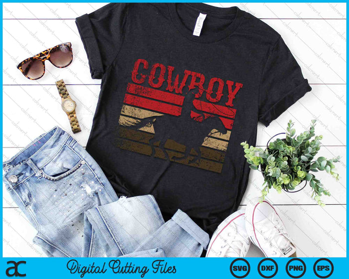 Cowboy Rodeo paard Retro Vintage SVG PNG digitale snijbestanden