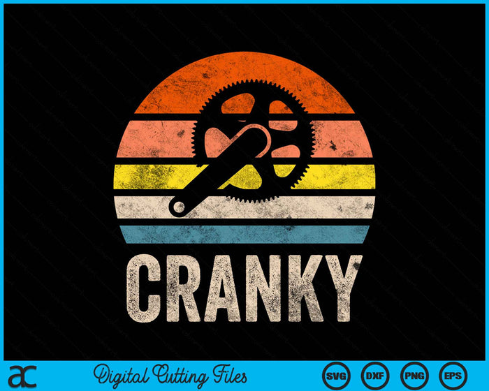 Cranky Vintage Sun Funny Bicycle Lovers Cycling Cranky SVG PNG Digital Cutting File