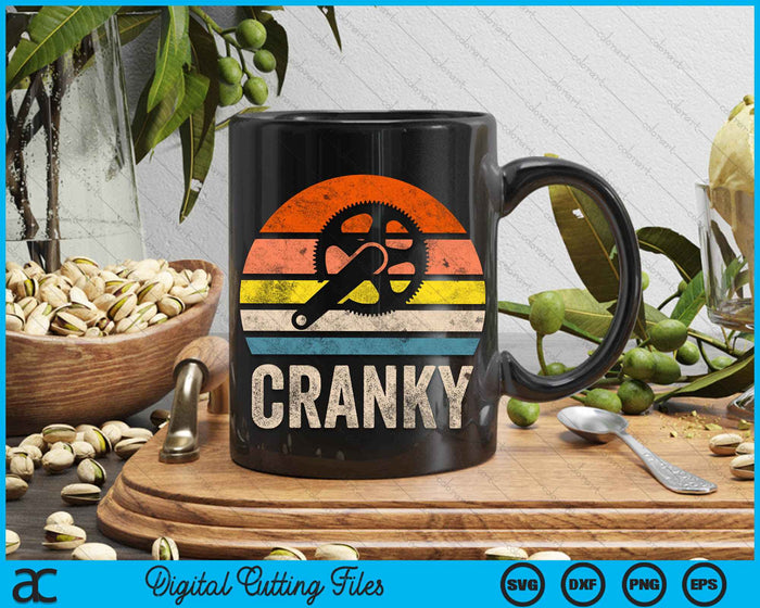 Cranky Vintage Sun Funny Bicycle Lovers Cycling Cranky SVG PNG Digital Cutting File