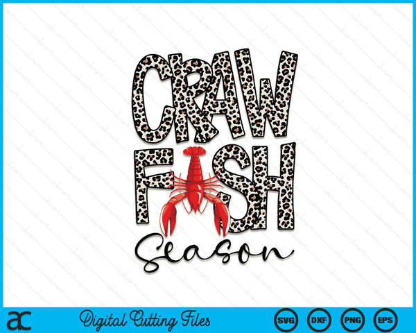 Craw Fish Season Leopard Print Love Crawfish Tee SVG PNG Digital Cutting Files