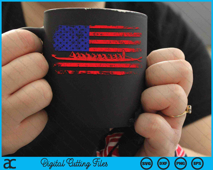 Crew Rowing Boat Oars Us American Flag SVG PNG Digital Cutting Files