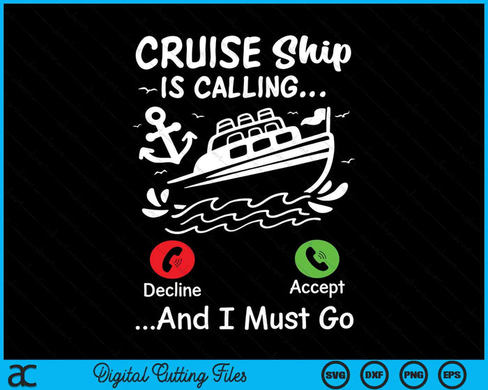 Cruiseschip belt en ik moet gaan cruiseschip SVG PNG digitale snijbestanden