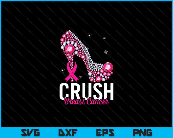 Crush Breast Cancer Awareness Bling Pink Ribbon SVG PNG Digital Cutting Files