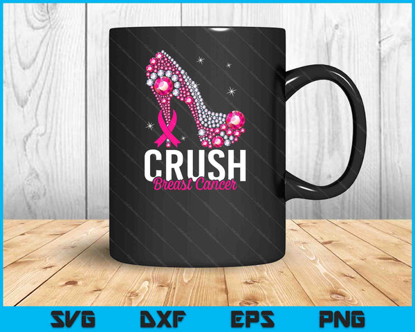 Crush Breast Cancer Awareness Bling Pink Ribbon SVG PNG Digital Cutting Files