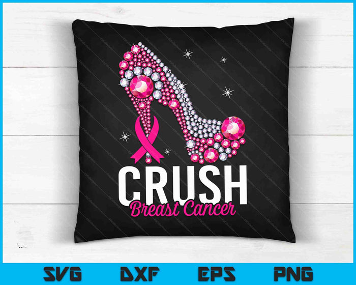 Crush Breast Cancer Awareness Bling Pink Ribbon SVG PNG Digital Cutting Files