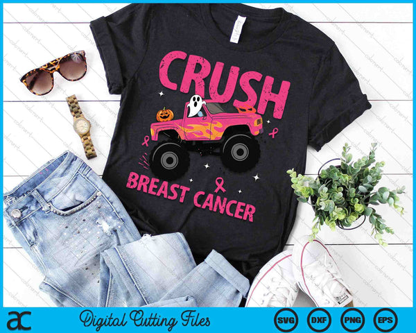 Crush Breast Cancer Awareness Monster Truck Halloween SVG PNG Digital Cutting File