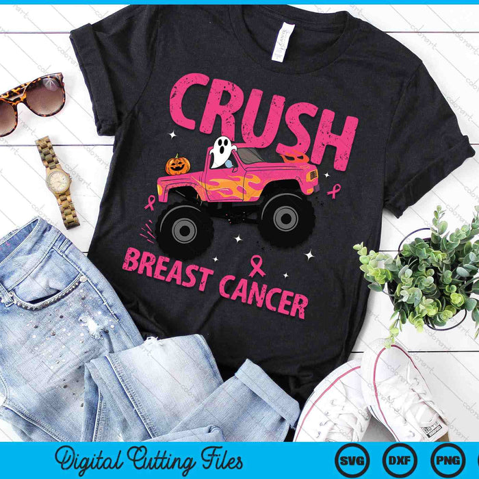 Crush Breast Cancer Awareness Monster Truck Halloween SVG PNG Digital Cutting File