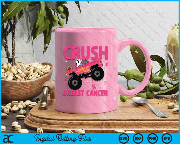 Crush Breast Cancer Awareness Monster Truck Halloween SVG PNG Digital Cutting File