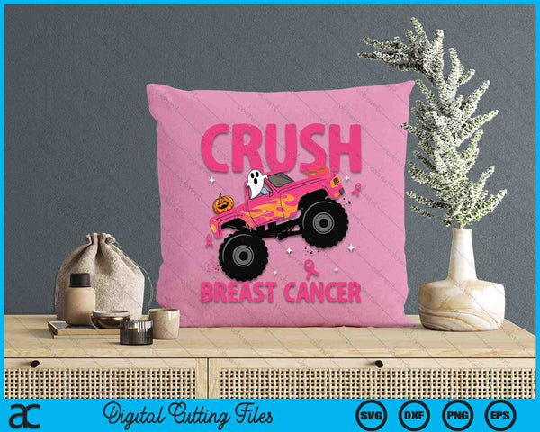 Crush Breast Cancer Awareness Monster Truck Halloween SVG PNG Digital Cutting File