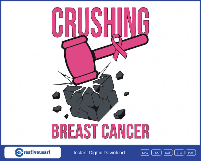 Crushing Breast Cancer Sledgehammer SVG design on a white background