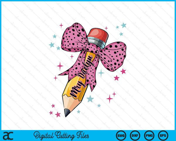 Cute 100 Days School Pencil Bow Teacher SVG PNG Digital Printable Files