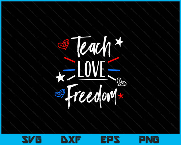 Cute 4th Of July Or Memorial Day Teacher Red White And Blue SVG PNG Digital Cutting Files