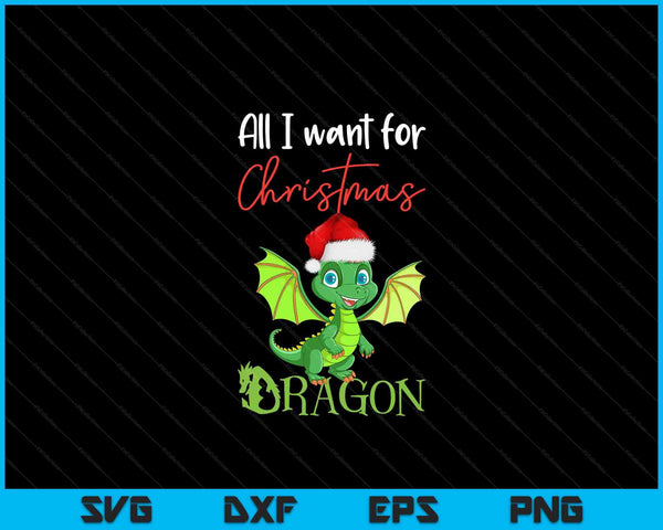 Leuke Anime Kerstmis Alles wat ik wil voor Kerstmis is een draak SVG PNG digitale snijbestanden
