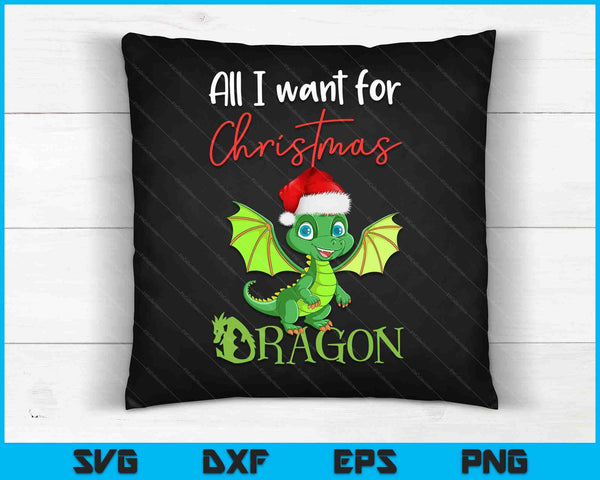 Leuke Anime Kerstmis Alles wat ik wil voor Kerstmis is een draak SVG PNG digitale snijbestanden