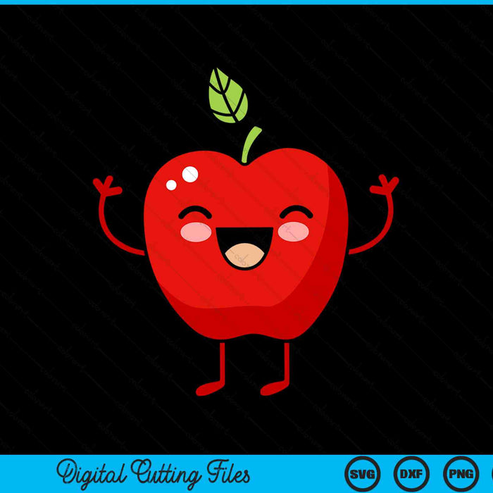 Cute apple with smiley face SVG cut file