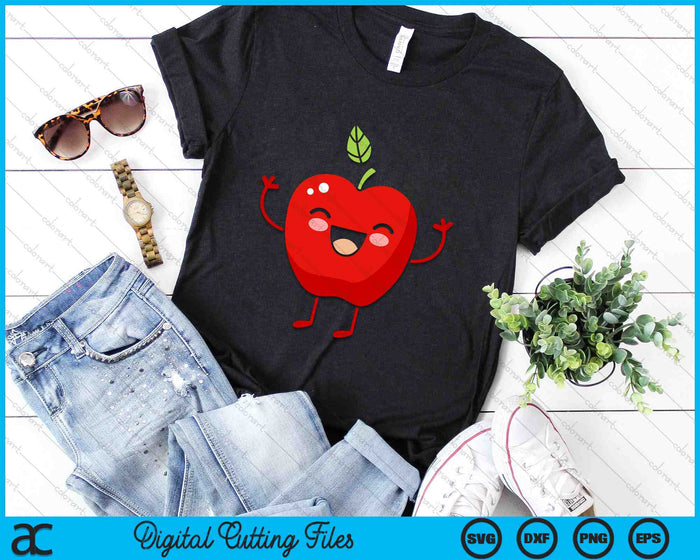 Cute Apple With Smiley Face SVG PNG Digital Cutting Files
