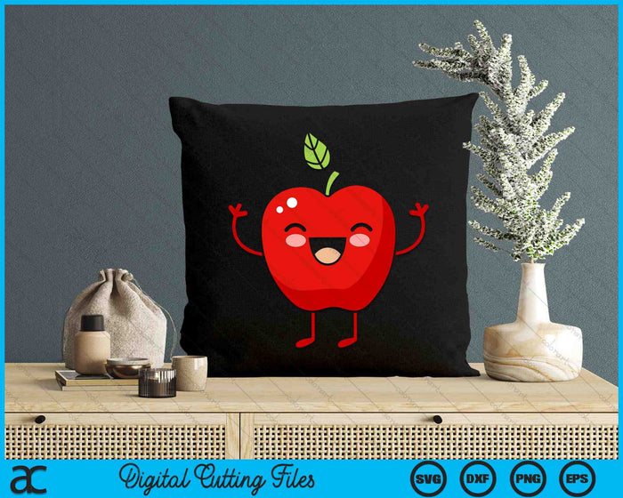 Cute Apple With Smiley Face SVG PNG Digital Cutting Files