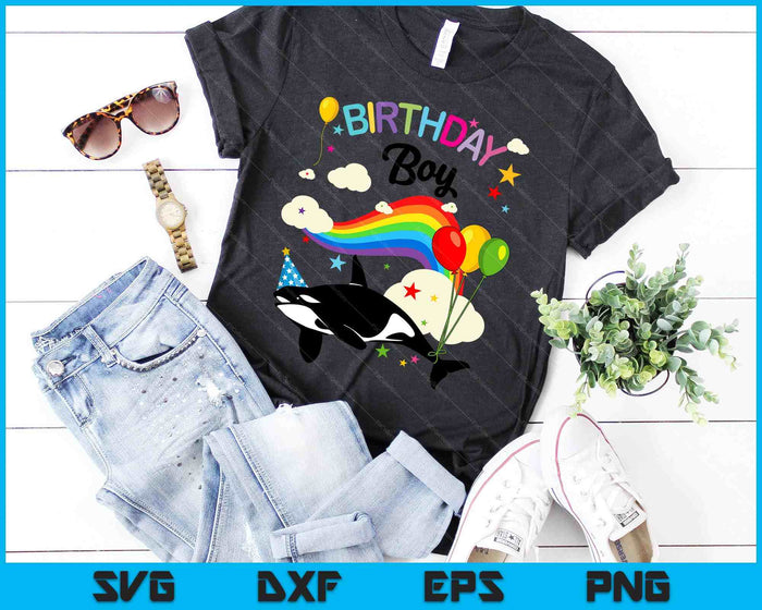 Cute Birthday Boy Orca Lovers & Killer Whale Lovers Rainbow SVG PNG Digital Printable Files