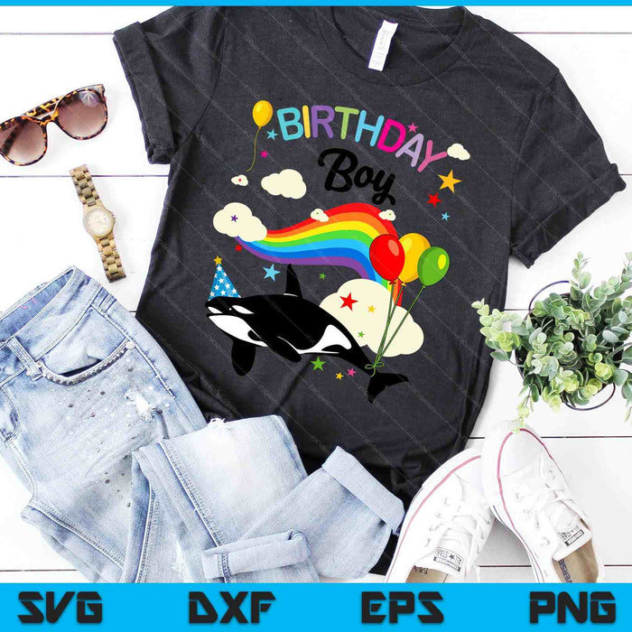 Cute Birthday Boy Orca Lovers & Killer Whale Lovers Rainbow SVG PNG Digital Printable Files