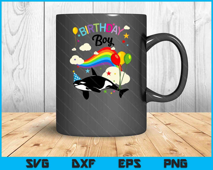 Cute Birthday Boy Orca Lovers & Killer Whale Lovers Rainbow SVG PNG Digital Printable Files