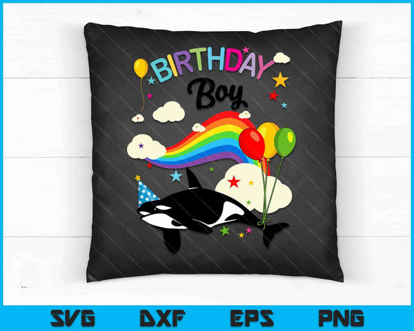 Cute Birthday Boy Orca Lovers & Killer Whale Lovers Rainbow SVG PNG Digital Printable Files