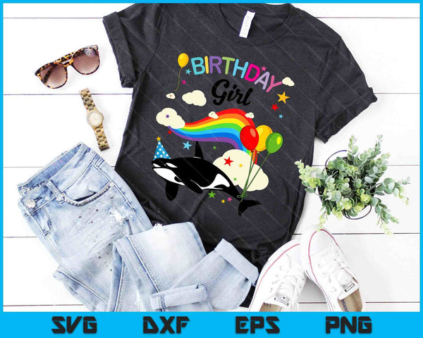 Cute Birthday Girl Orca Lovers & Killer Whale Lovers Rainbow SVG PNG Digital Printable Files