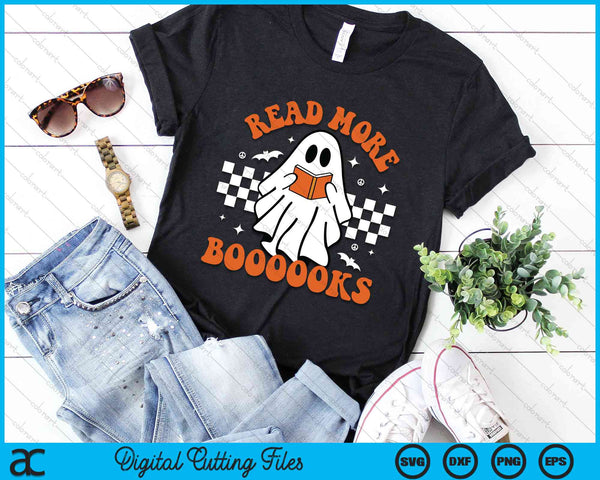Cute Booooks Ghost Read More Books Funny Teacher Halloween SVG PNG Digital Cutting File