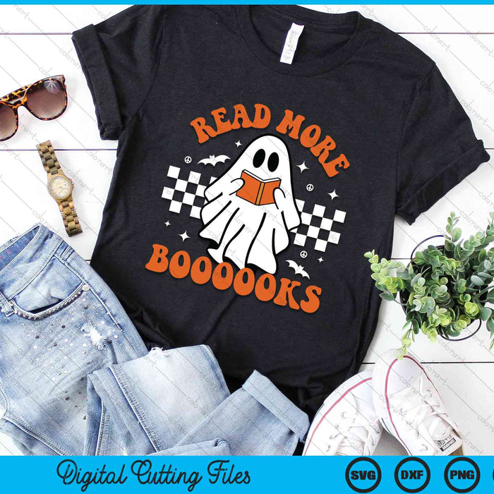 Cute Booooks Ghost Read More Books Funny Teacher Halloween SVG PNG Digital Cutting File