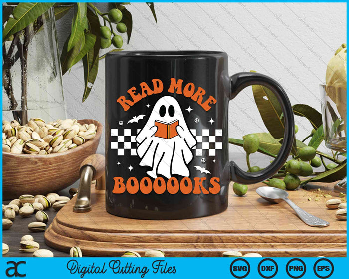 Cute Booooks Ghost Read More Books Funny Teacher Halloween SVG PNG Digital Cutting File