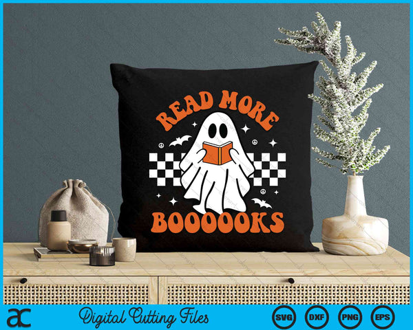 Cute Booooks Ghost Read More Books Funny Teacher Halloween SVG PNG Digital Cutting File