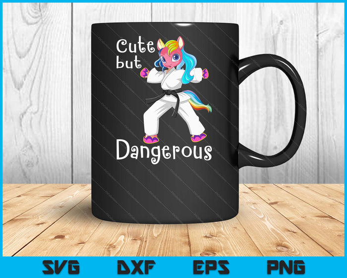 Cute But Dangerous Funny Karate Unicorn Girl SVG PNG Digital Cutting Files