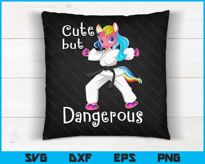 Schattig maar gevaarlijk grappig Karate Unicorn Girl SVG PNG digitale snijbestanden