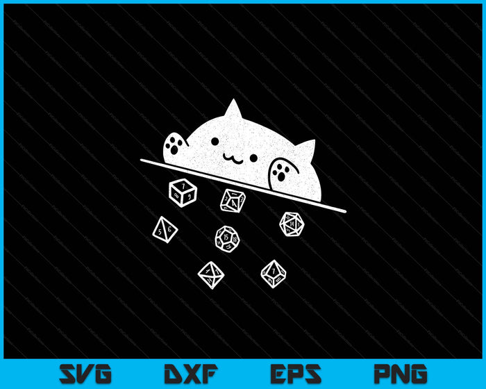 Cute Cat Gamer RPG Game Rainbow Dice Nerdy SVG PNG Digital Printable Files