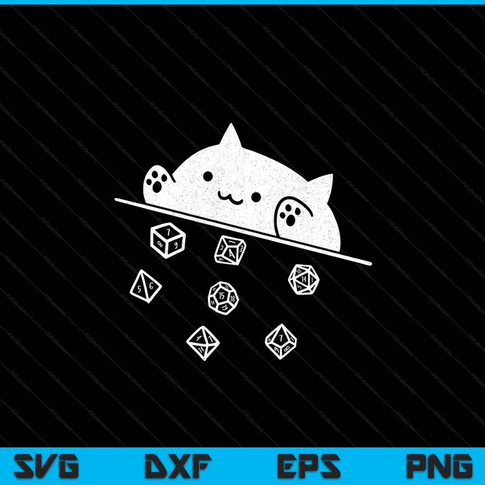 Cute Cat Gamer RPG Game Rainbow Dice Nerdy SVG PNG Digital Printable Files