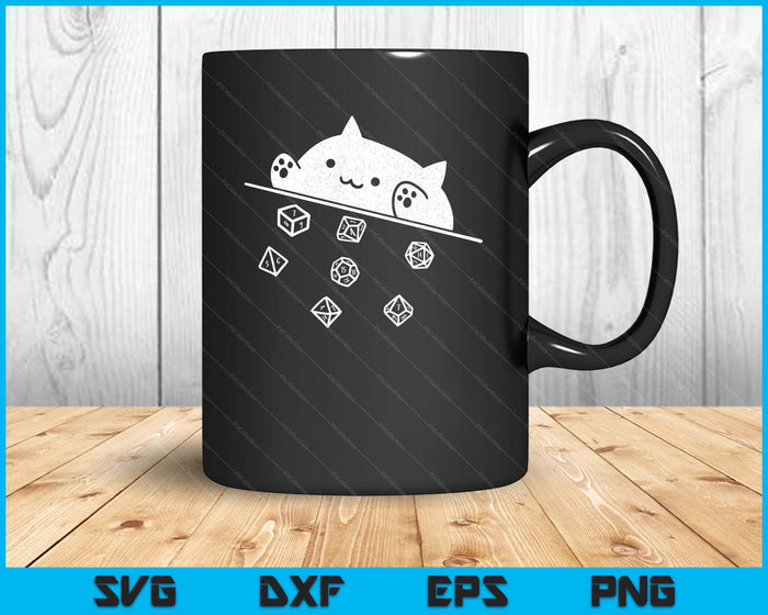 Cute Cat Gamer RPG Game Rainbow Dice Nerdy SVG PNG Digital Printable Files