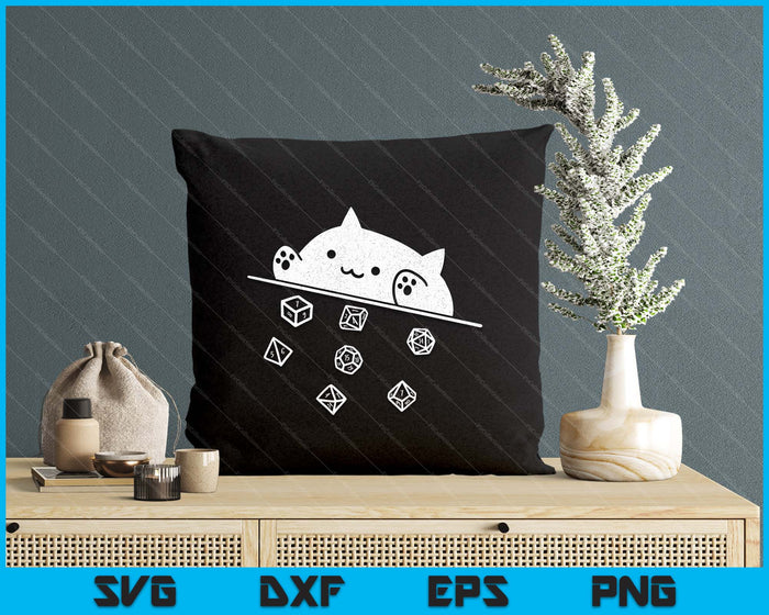Cute Cat Gamer RPG Game Rainbow Dice Nerdy SVG PNG Digital Printable Files