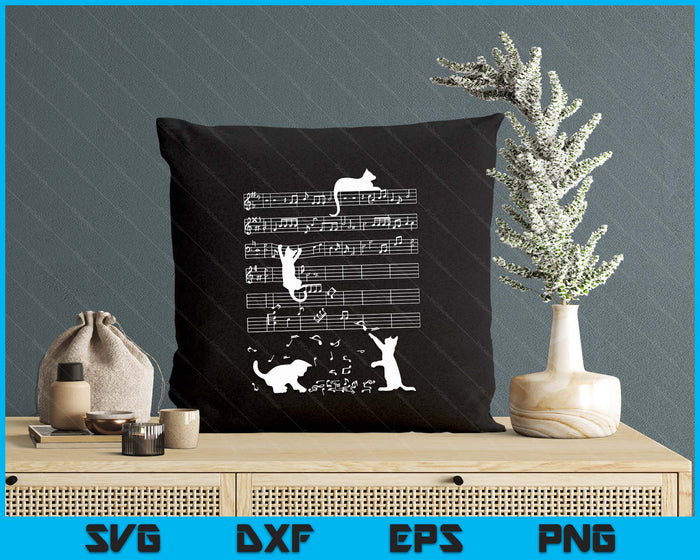 Cute Cat Kitty Playing Music Clef Piano Musician Art SVG PNG Digital Printable Files