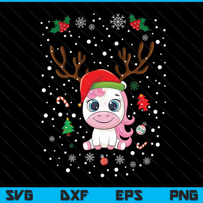 Cute Christmas unicorn deer Christmas SVG cut file