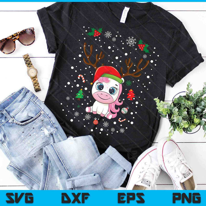 Cute Christmas Unicorn Deer Christmas SVG PNG Digital Cutting Files