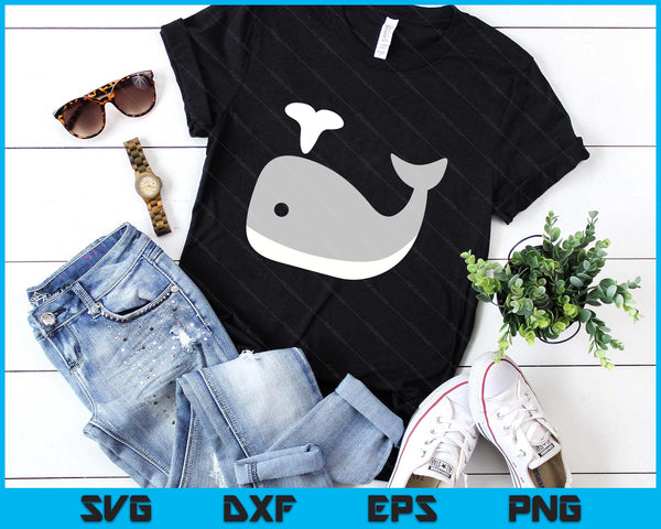 Cute Colorful Grey Whale SVG PNG Digital Printable Files