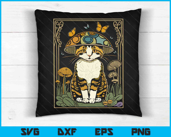 Cute Cottagecore Aesthetic Cat Mushroom SVG PNG Digital Cutting Files