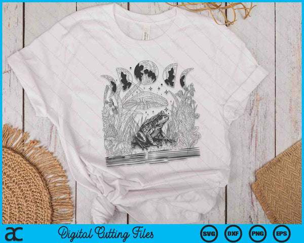 Cute Cottagecore Aesthetic Frog Mushroom Moon Witchy SVG PNG Digital Cutting Files - on a t-shirt