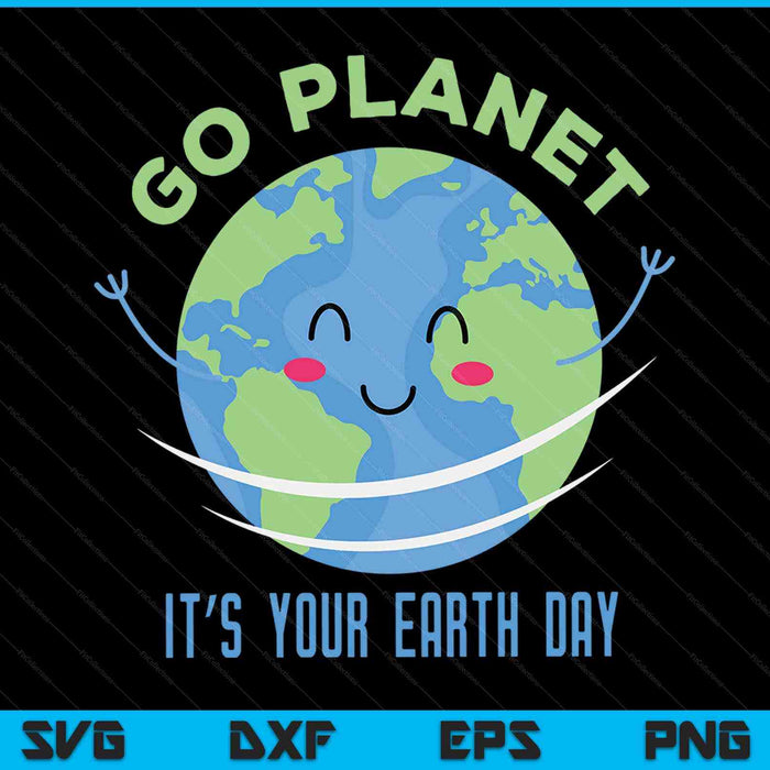 Cute Earth Day go planet SVG cut file