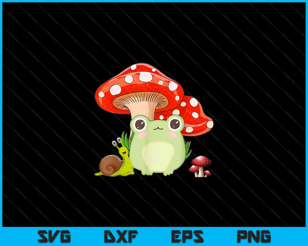 Cute frog mushroom cottagecore aesthetic SVG PNG cut file for Cricut