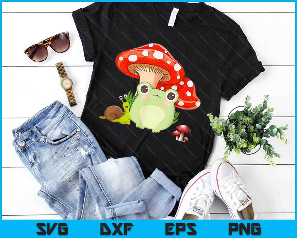 Cute Frog Mushroom Cottagecore Aesthetic SVG PNG Digital Cutting Files