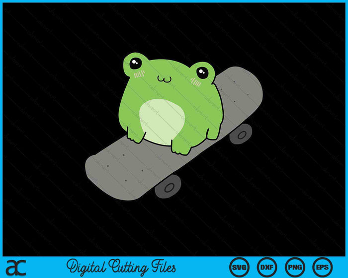 Schattige kikker op skateboard Kawaii esthetische kikker SVG PNG digitale snijbestanden
