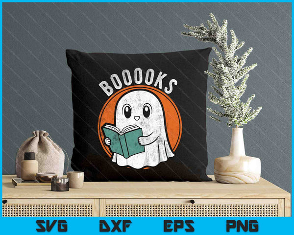 Cute Ghost Book Reading Books Lover Retro Halloween Teacher SVG PNG Digital Printable Files
